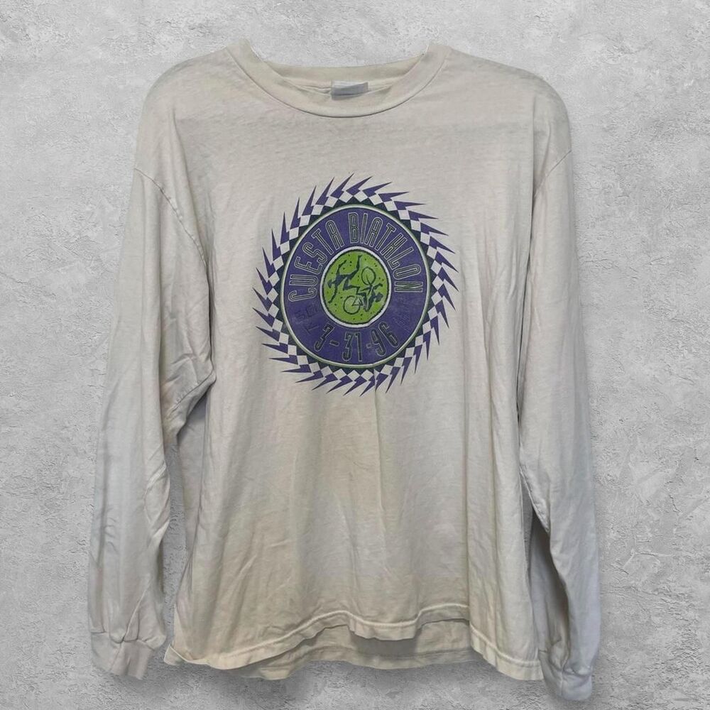 Vintage 1996 Cuesta Biathlon Long Sleeve Graphic Tee L
